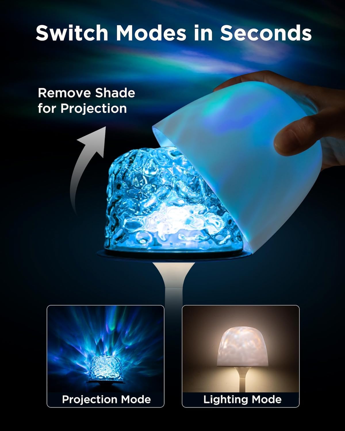 Umikk LED Duschlampe Wasserdicht, 16 Farben Dimmbar Ocean Lamp, Drahtlos Wiederaufladbare Badezimmer Lichtprojektor mit Touch & Fernbedienung für Badezimmerbeleuchtung Schmücken
