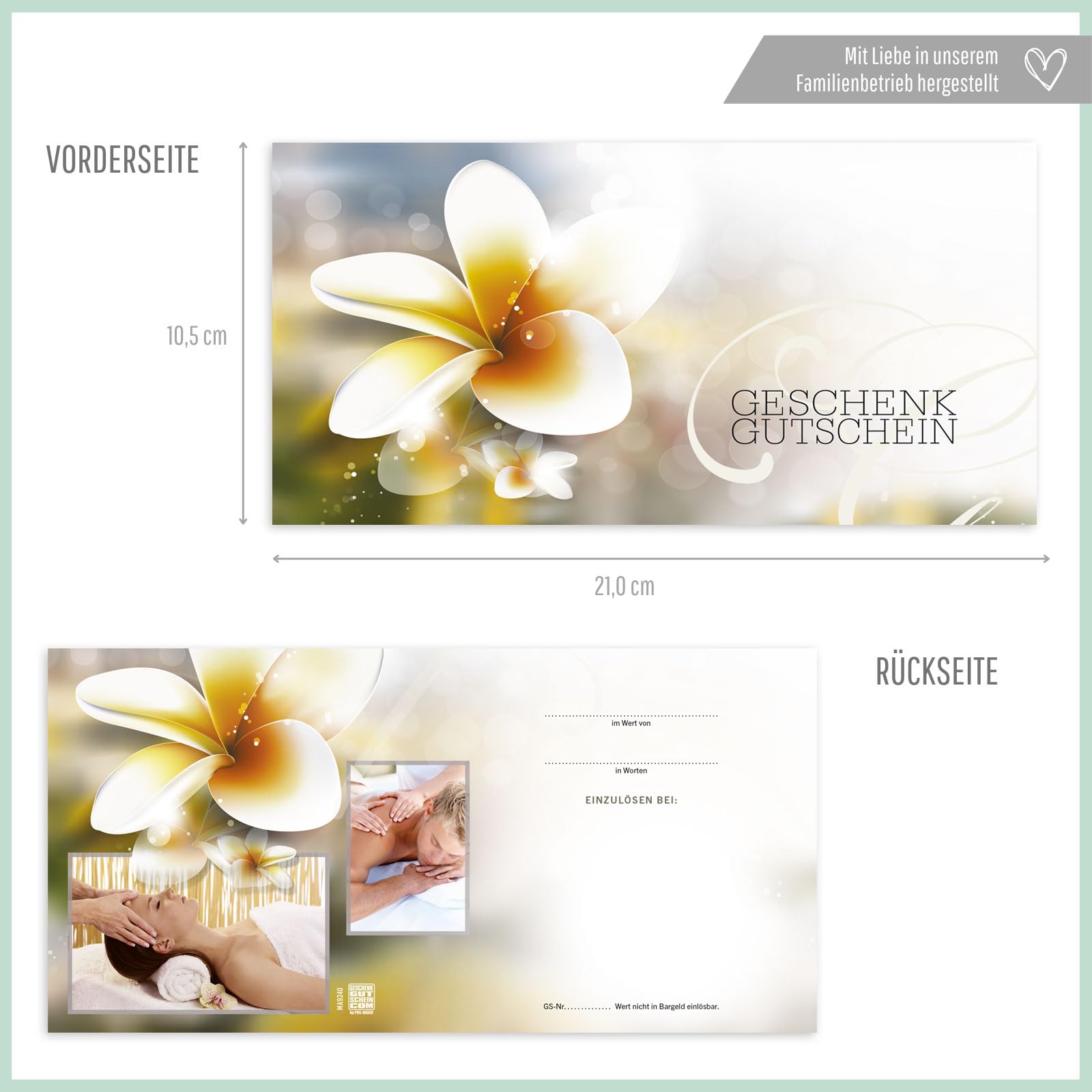 Gutschein-Set. 100x Gutschein + Kuvert. Für Kosmetiksalon Massage, blanko zum selber Ausfüllen.