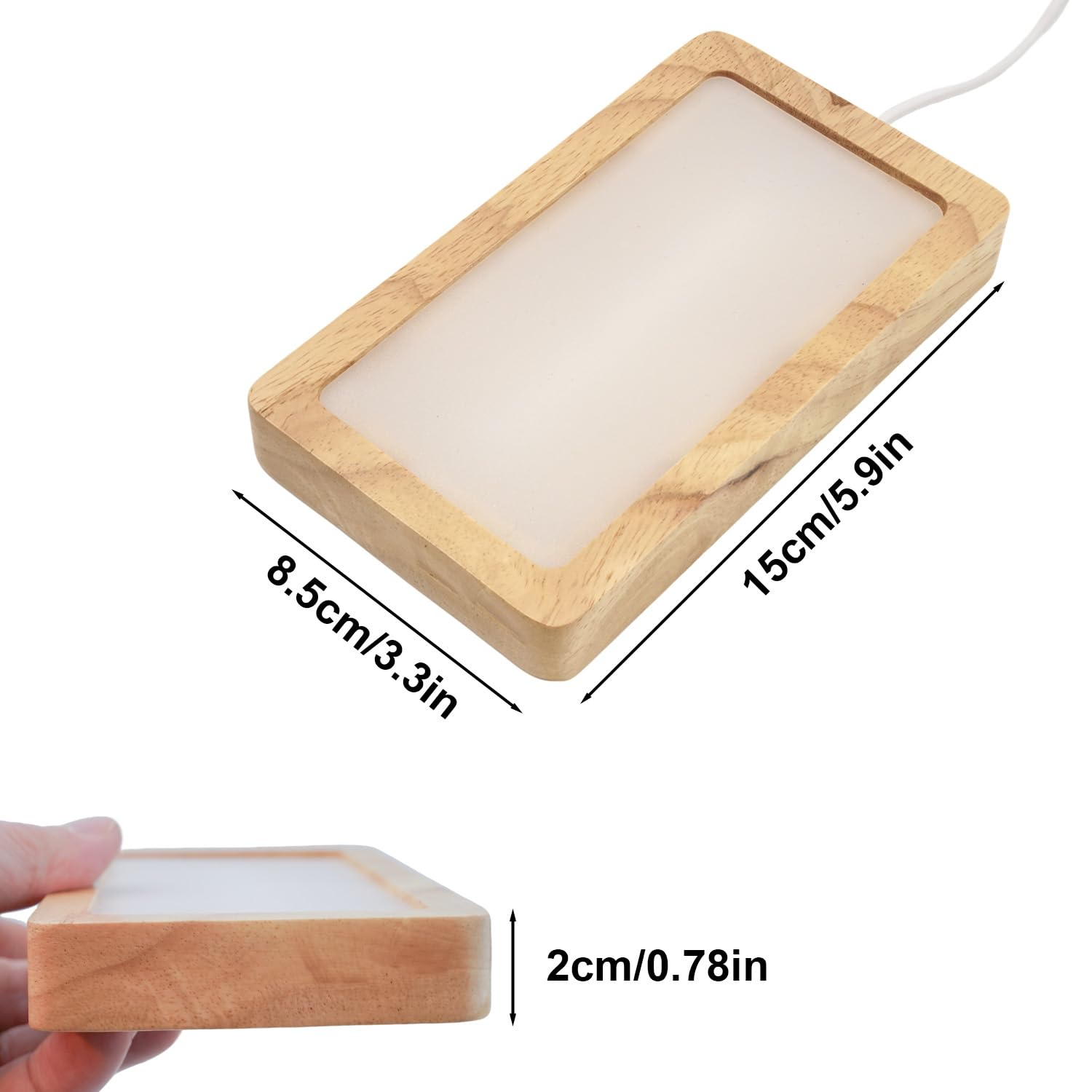 Bituulor Rectangle Crystal Light Base with Timer & Adjustable Brightness - Oak Wood Display Stand for Glass Art, Crystal 3D Artworks (5.9