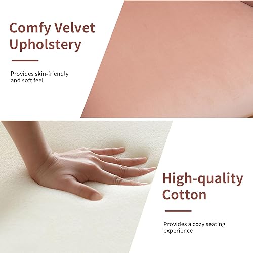 Miniatura 5 de NIOIIKIT Juego de 2 sillas de comedor modernas de terciopelo, sillas de tocador tapizadas a mano con patas de metal dorado, sillones individuales de