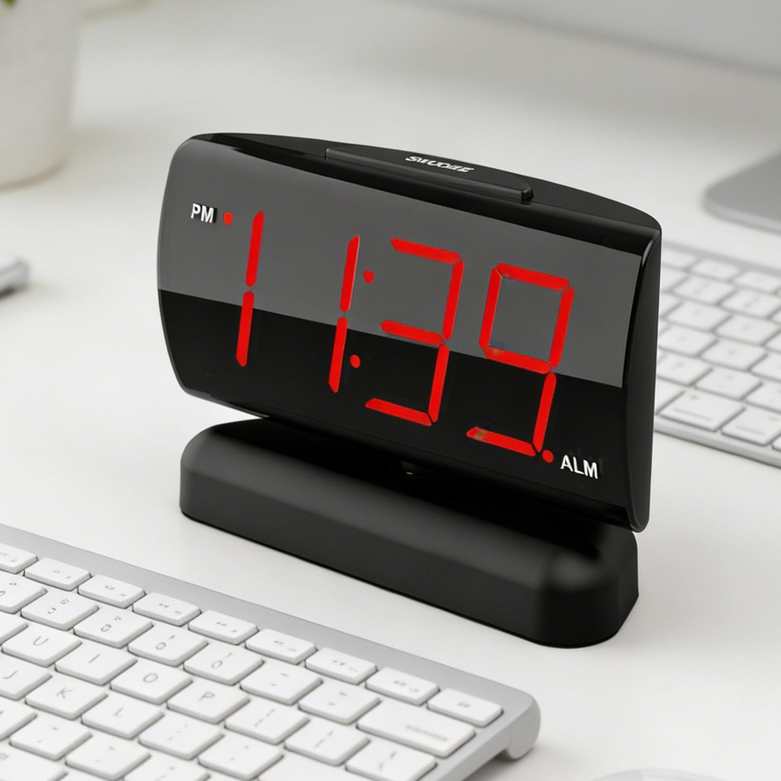Reloj Digital LED Pantalla LED con Dígitos Rojos y Alarma para Escritorio