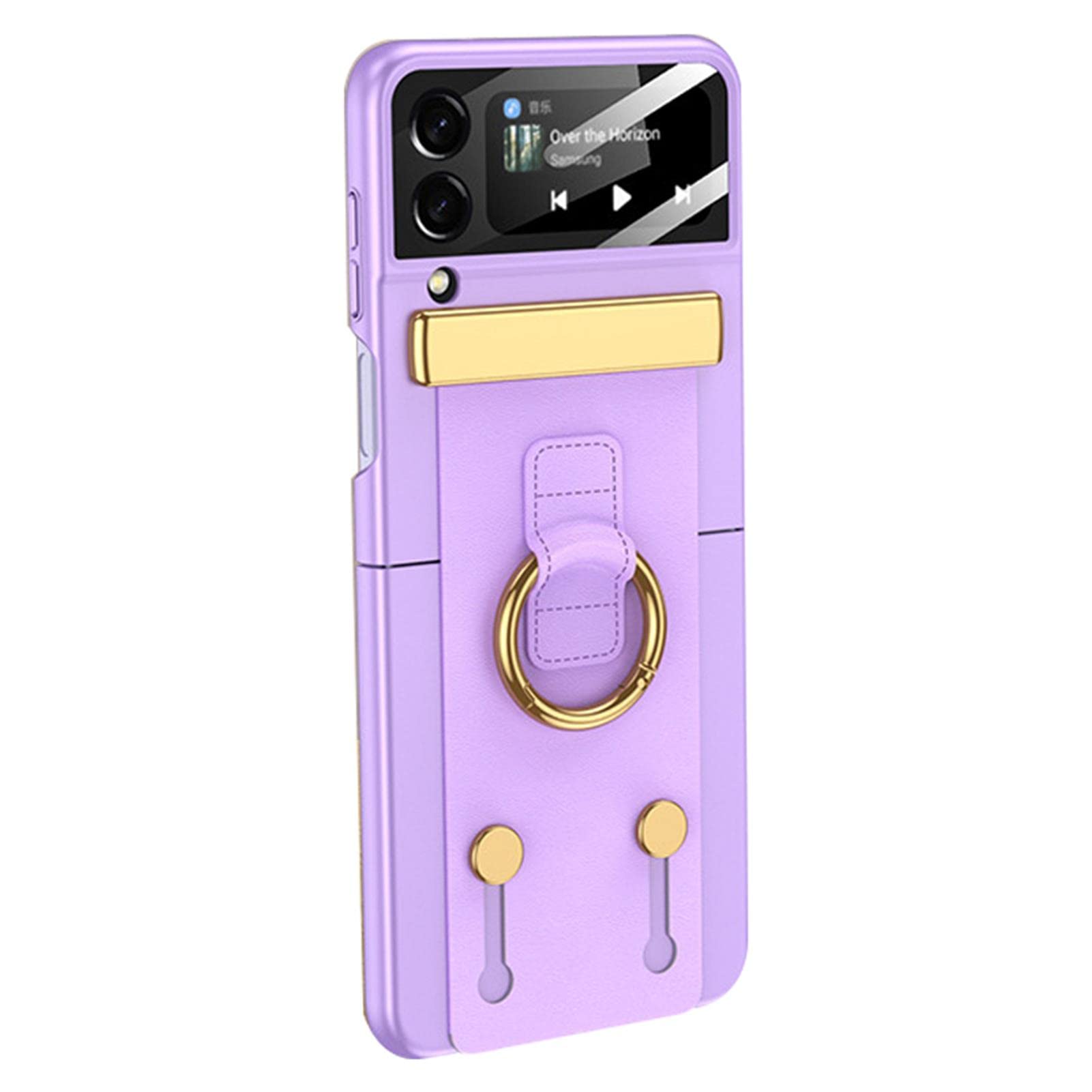 Custodia Per Samsung Galaxy Z Flip 4, Custodia Rigida Ultra Sottile in PC Con Protezione Della Lente E Staffa Per Il Dito, Custodia Protettiva Leggera Antiurto,Viola