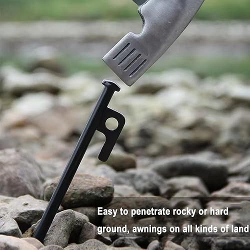 Miniatura 3 de Dnuzewr Paquete de 8 estacas de acero resistentes para tienda de campaña, para exteriores, mochileros, viajes, senderismo, jardinería, irrompibles e