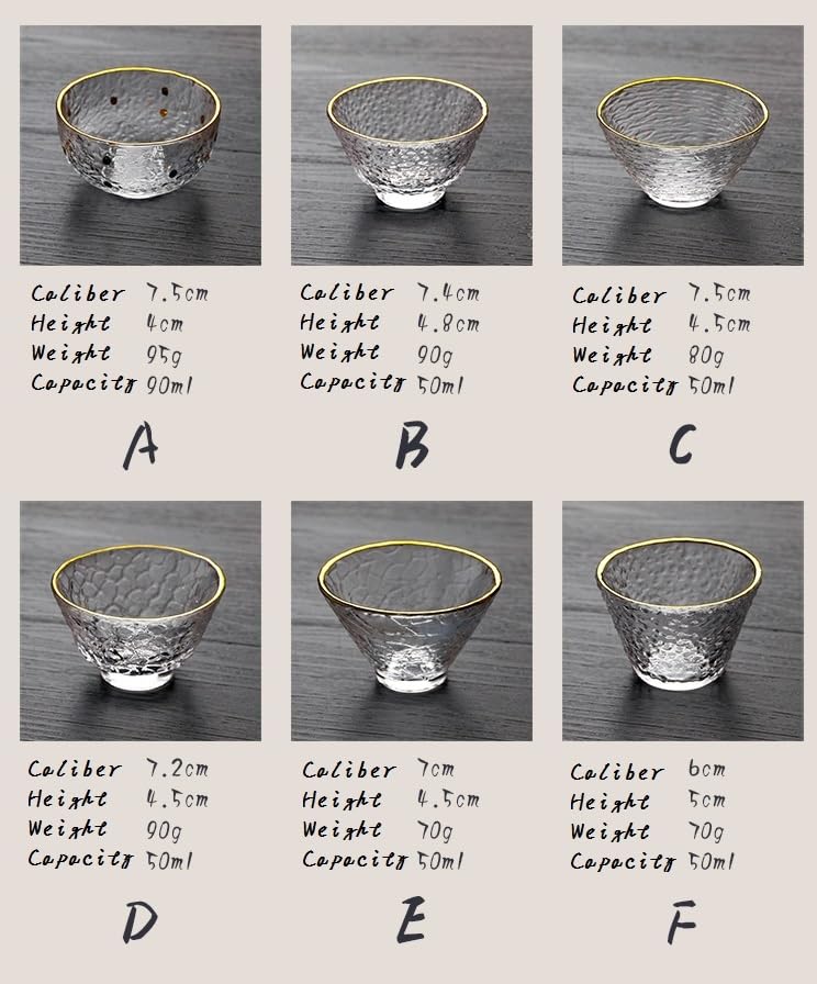 Lot de 4 tasses à saké japonaises en verre – Mini tasses à thé Kung Fu pour thé vert et Oolong – Gobelets élégants en verre pour cérémonie du thé et boire du saké
