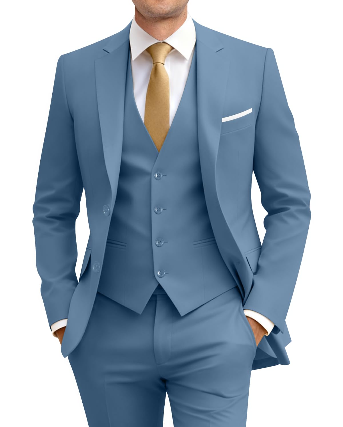 Men's Slim Fit 3 Piece Suit Set with Tie