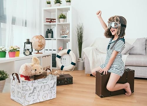 Miniatura 2 de Cesta rectangular de almacenamiento para bebé, cesta para niños con asas, contenedor de almacenamiento de animales para decoración de habitación de