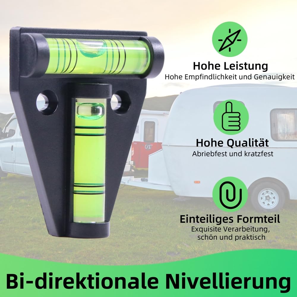 Melko specchietto per roulotte 12x19 cm universale per caravan | incl. livella a bolla | 2 pezzi specchietto esterno destro & sinistro, prolunga per specchio, specchio per traino per tipi di veicoli