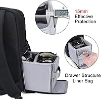 Vista 5 de CADeN Camera Backpack Bag with 14" Laptop Compartment Waterproof, DSLR/SLR Mirrorless Camera Case for Travel Daily Photography, Compatible for Canon