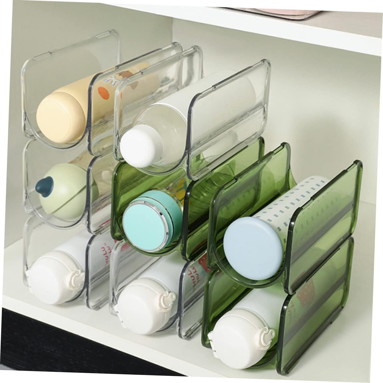 Zerodeko 8pcs Stackable Water Bottle Organizer Multi Transparent Cup Rack for Kitchen Fridge Pantry for Efficient Storage and Easy Access