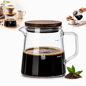 Glass Carafe, Coffee Carafe with Wooden Lid, 500 ml