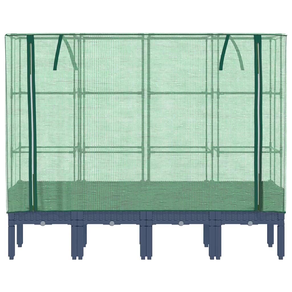Jardinera con accesorio de invernadero en aspecto de ratán, 160 x 40 x 140 cm, resistente a la intemperie, para balcón, jardín, terraza, con accesorio impermeable, ideal para hierbas