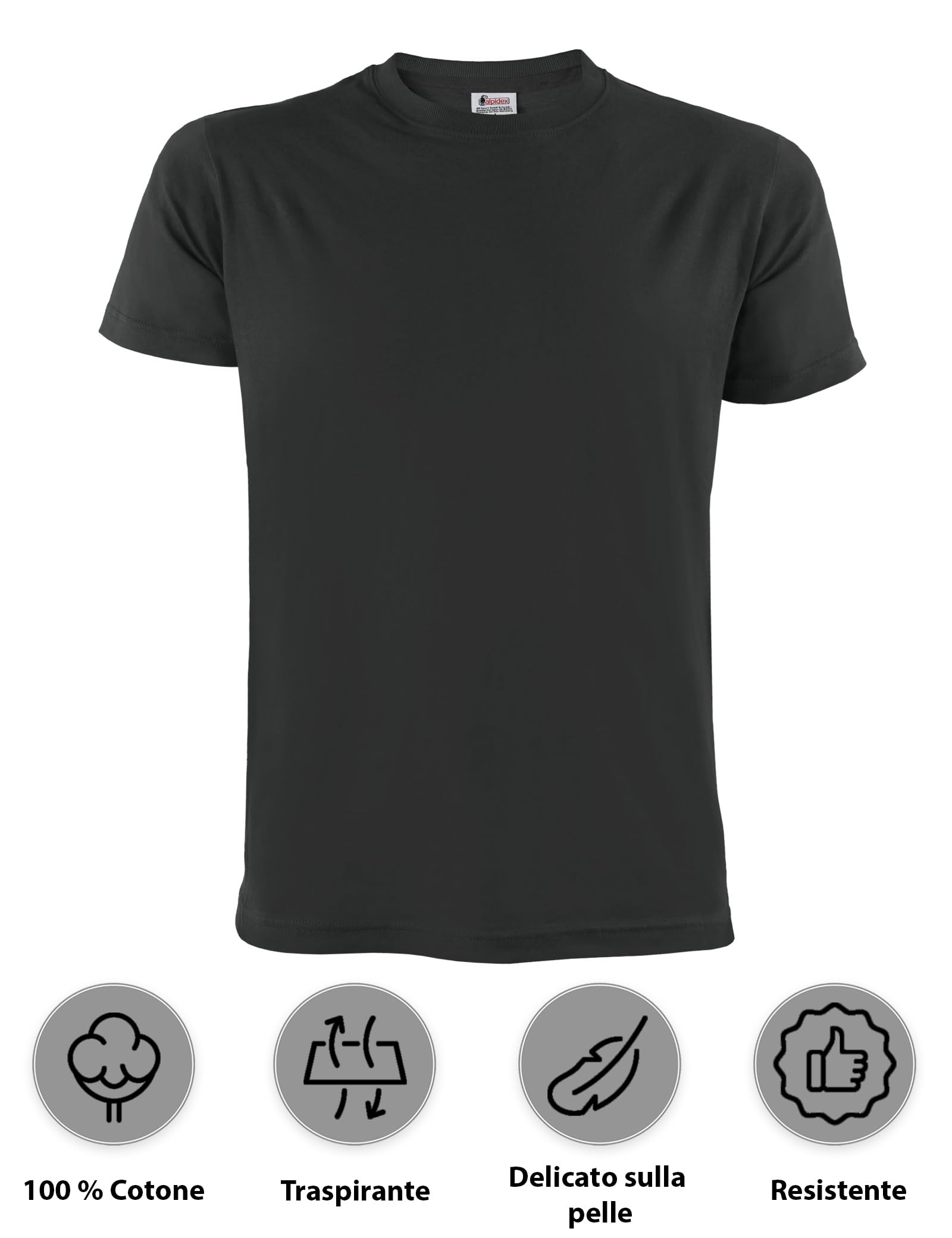 ALPIDEX T-Shirt Magliette da Uomo Confezione da 5 con Girocollo - Taglie S M L XL XXL 3XL 4XL 5XL