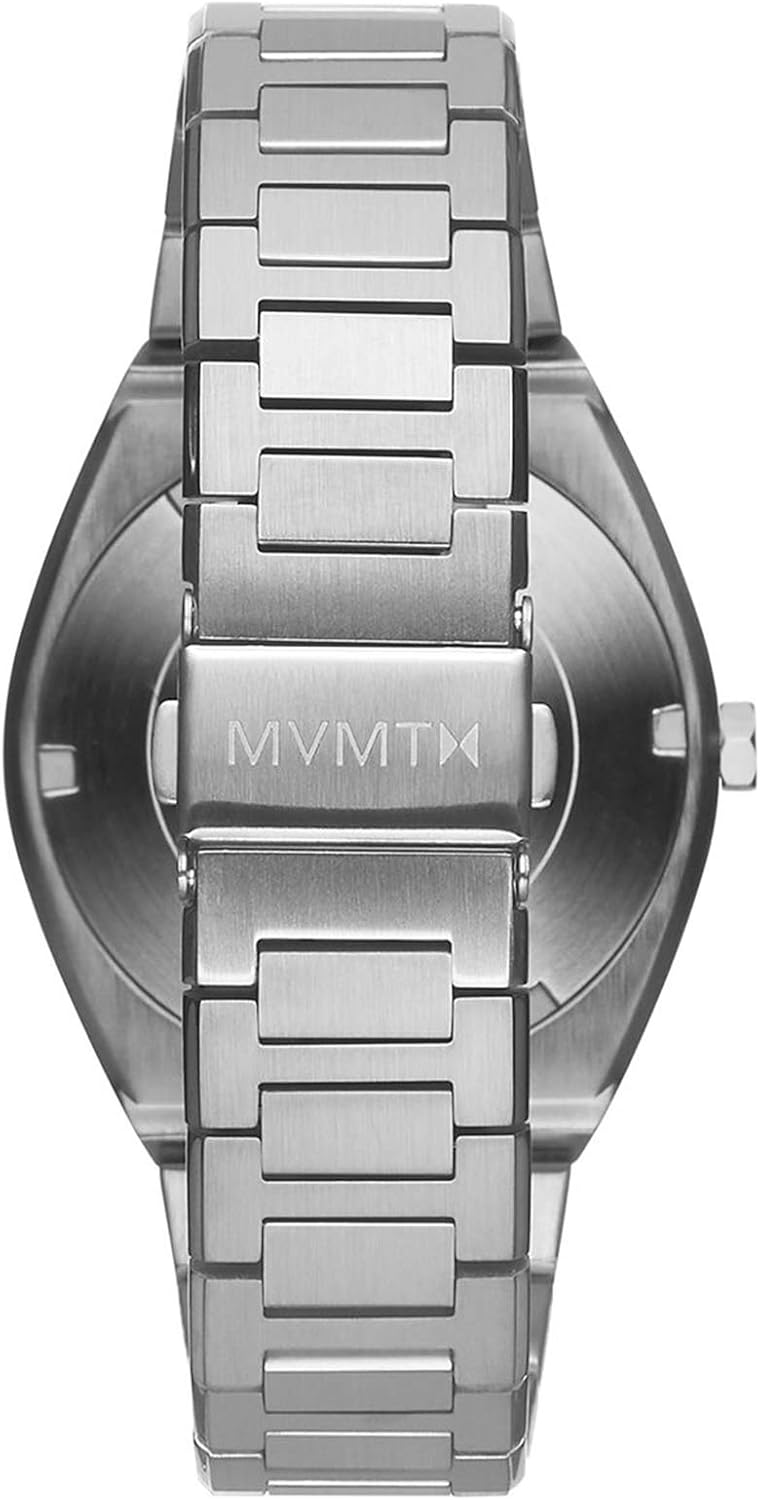 പിൻഭാഗം view of the MVMT Odyssey Axiom watch, showing the case back with MVMT branding.