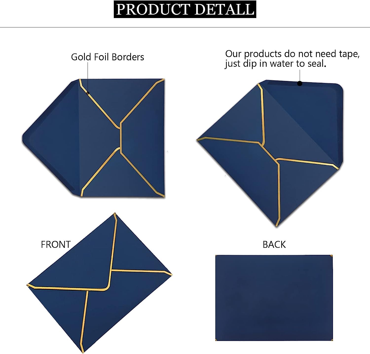 LYHLYA Pack of 50 Blue Luxury Envelopes, 18.5 x 13.5 cm - Image 3