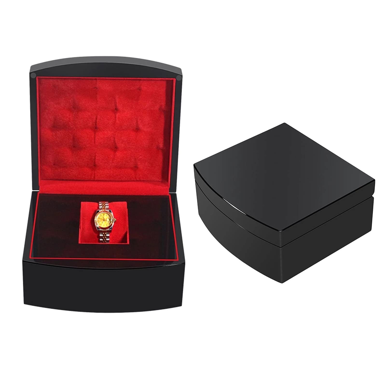 Caja organizadora de Relojes, Caja de Madera Brillante para Guardar Joyas, Pulseras, Regalo, Rejilla única, 1