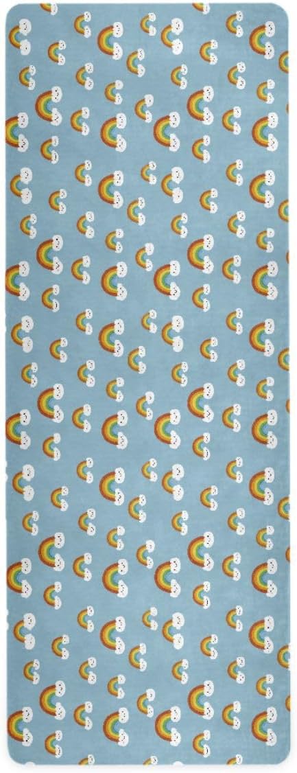 ALAZA Cute Rainbow on Blue Yoga Mat Non Slip Fitness Exercise Mat, Workout Mat for Yoga, Pilates and Floor Exercises