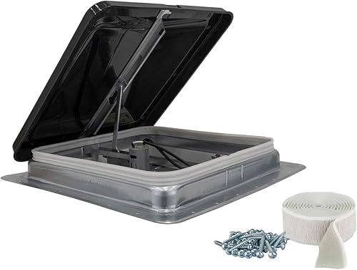 HENG'S INDUSTRIES Respiradero universal para techo con tapa de humo de 14 pulgadas con ventilador de 12 V y 12 voltios 74112 - No incluye anillo de