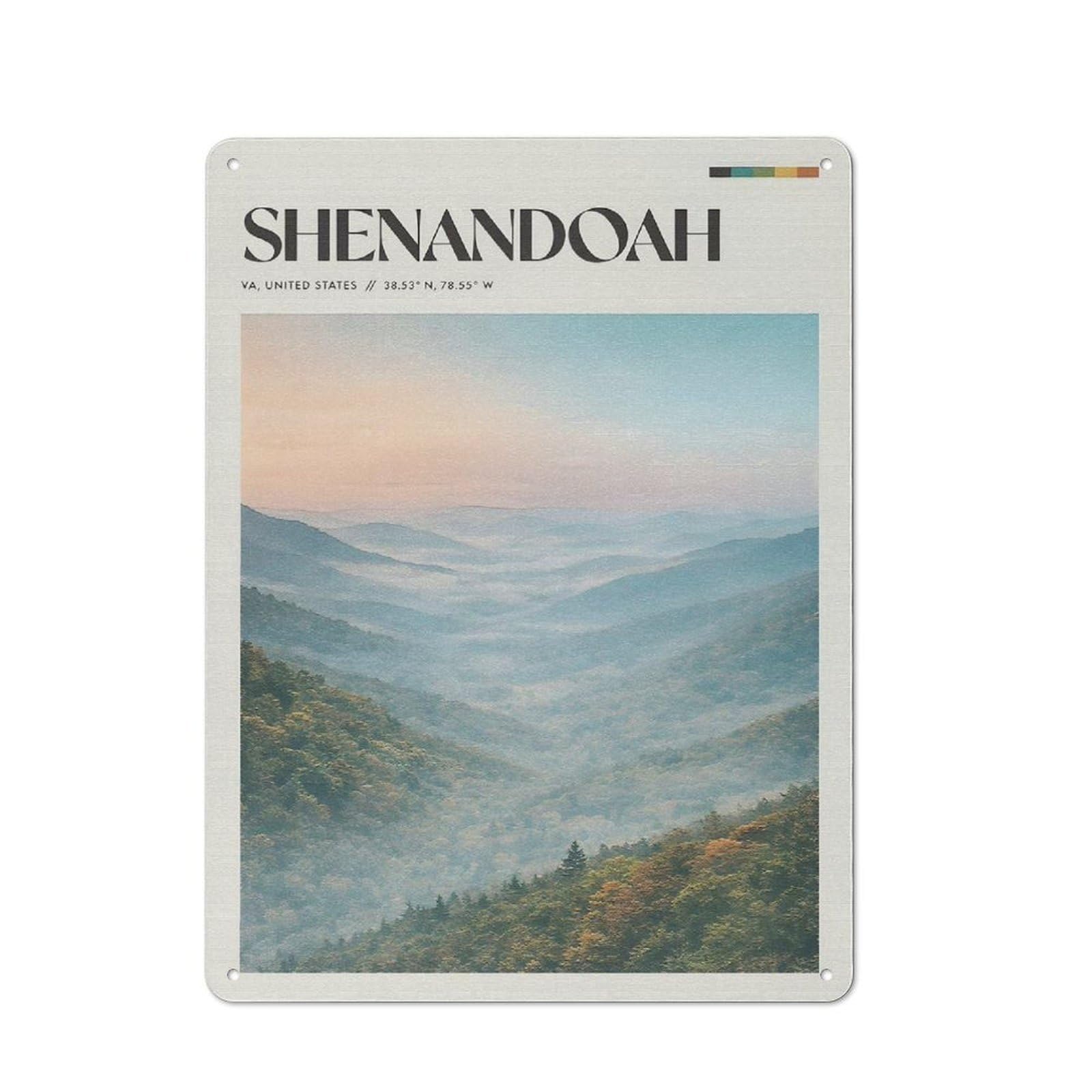 Shenandoah Valley Fog Retro Metal Wall Decor 40x30cm, Tin Wall Sign for Coffee Bar, Small Shop Or Dining Room