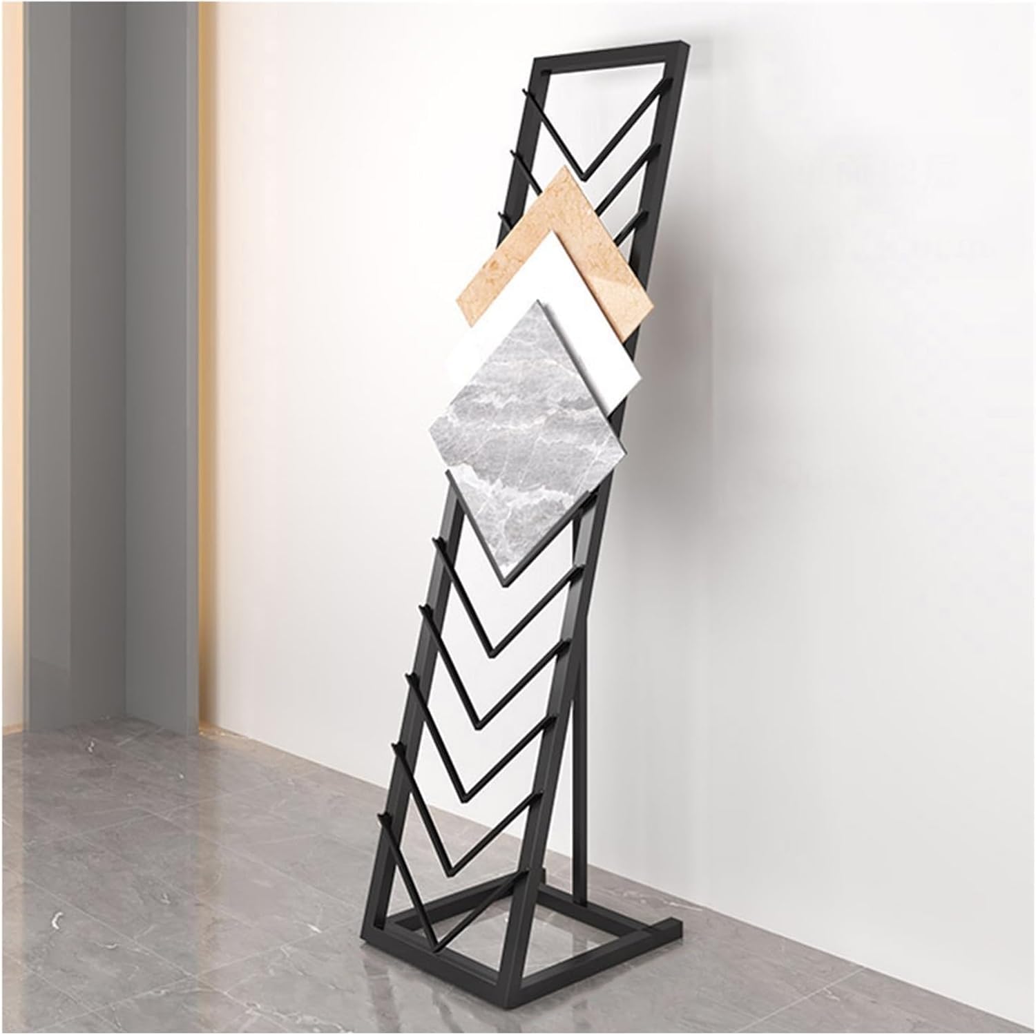 XAZLBIW Floor Tile Display Stand - Large Wooden Sample Holder Space-Saving Black for Showcasing Building Material Samples 30x45x150CM