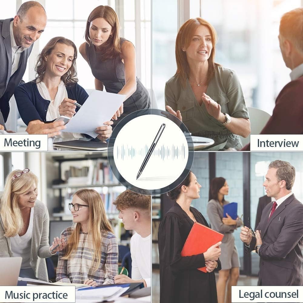 QZT 32 GB Voice Recorder Pen, Diktiergerät, 360-Grad-Soundaufnahme, HD Sprachaktivierter Rekorder, EIN-Knopf-Aufnahme, wiederaufladbarer tragbarer USB-Sprachrekorder mit MP3-Wiedergabe