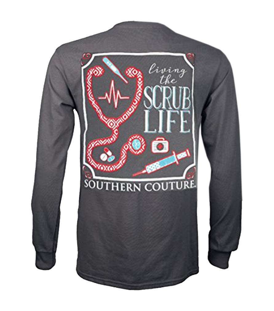 Southern Couture SC Classic Living The Scrub Life on Long Sleeve Womens Classic Fit T-Shirt - Charcoal