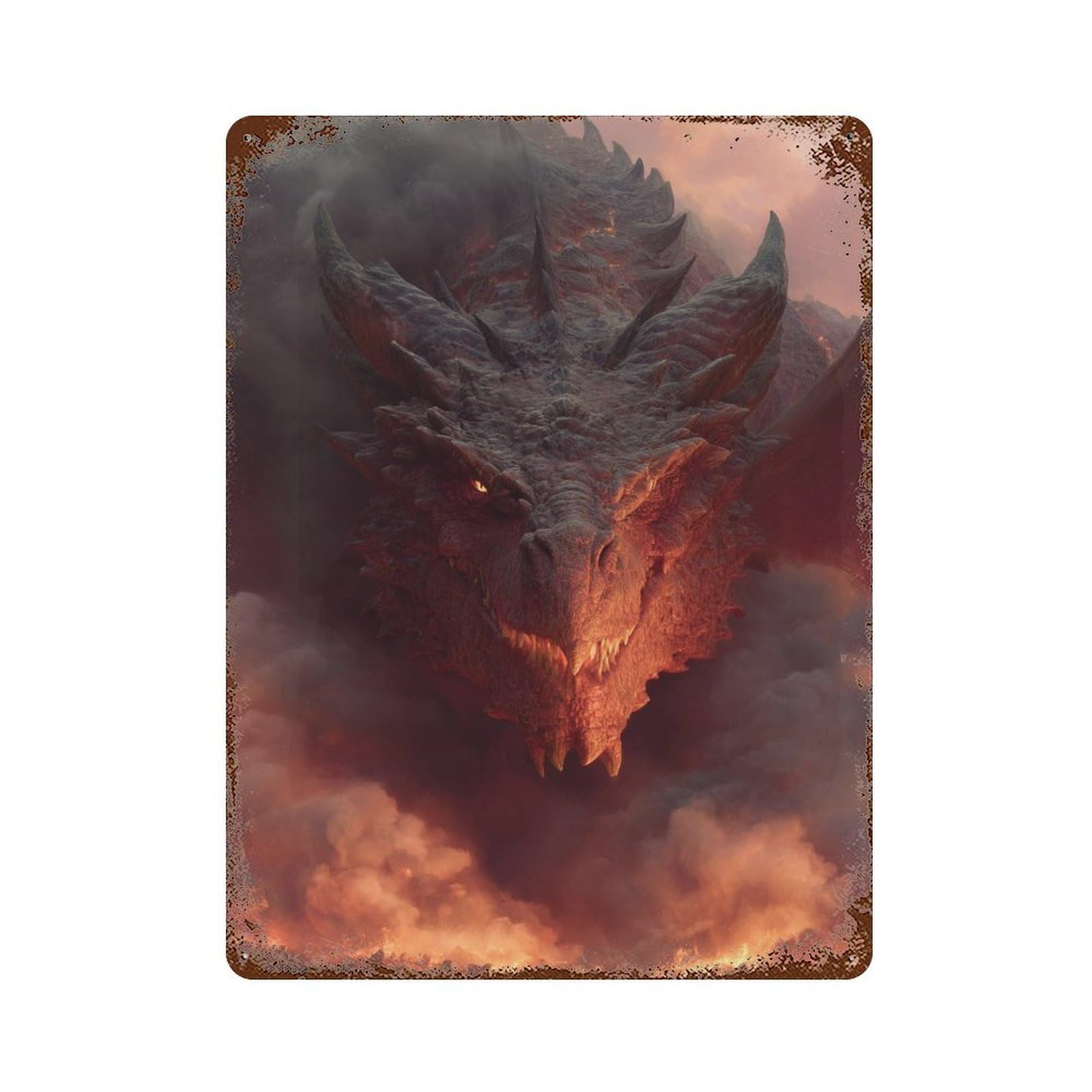 Dragon's Fiery Roar -1 Retro Metal Sign 15.7"x11.8", for Patio, Garden Room And Bar Decor, Vintage Wall Decor