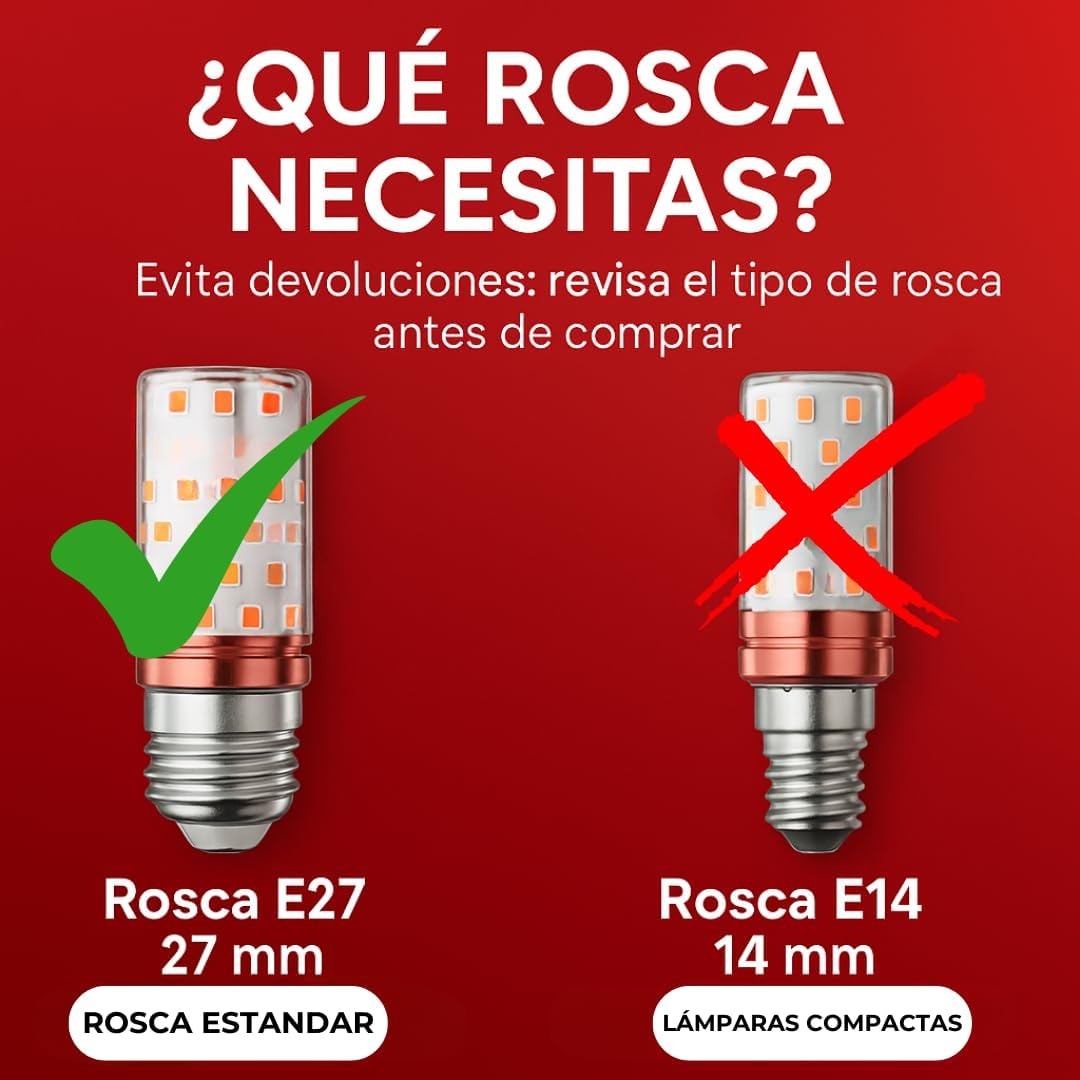 Puremind Luz Roja Nocturna Melatonina E27 - Bombilla Roja Terapia para Dormir - Tecnologa Flicker Free + 0% Luz Azul + Rosca Estndar + Mejora del Ritmo de Descanso