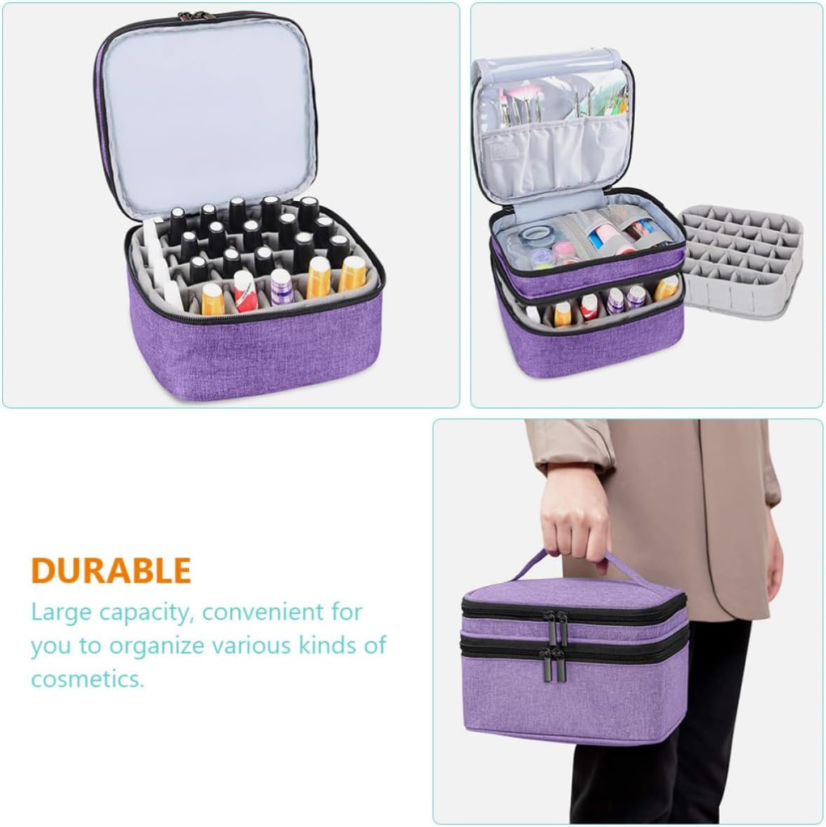 KICHOUSE Purple Nail Polish Holder Double Layer Storage Bag Large Capacity image 3