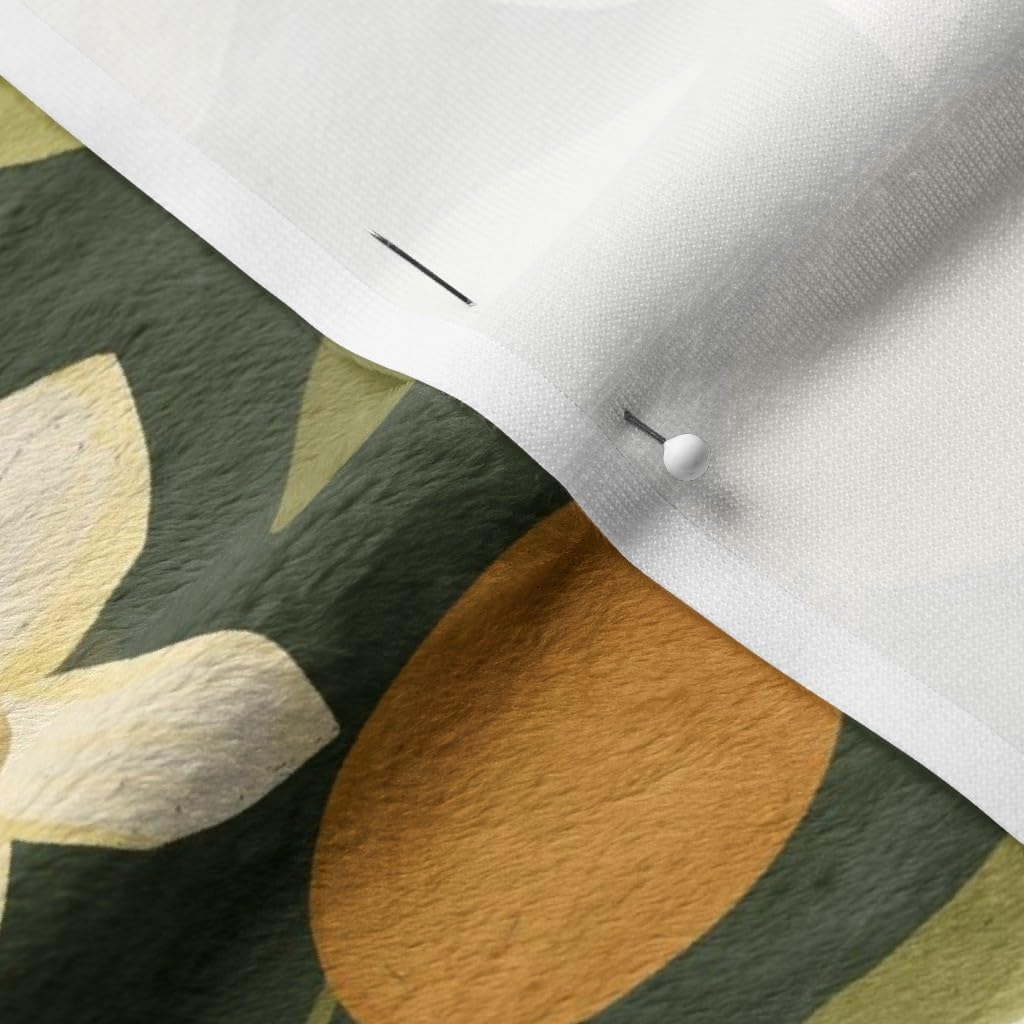 Spoonflower Fabric - Jumbo Floral Green Leaves Orange Lily Flowers Birds Printed on Minky Fabric by The Yard - Sewing Baby Blankets Quilt Backing Plush