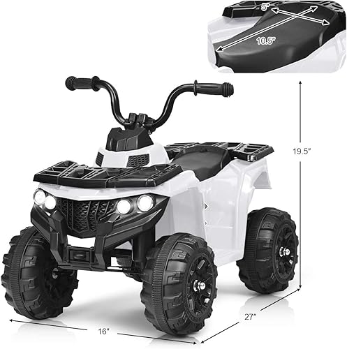 Vista 16 de OLAKIDS Vehículo cuatrimoto motorizado para niños y niñas con luces, MP3, USB (Azarin)