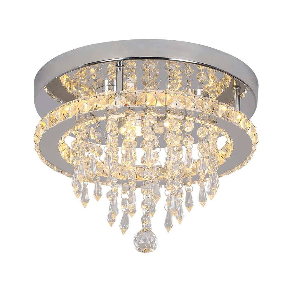 Photo 1 of Deckrico Modern Crystal Chandelier 11.8'' LED Ceiling Light, Warm