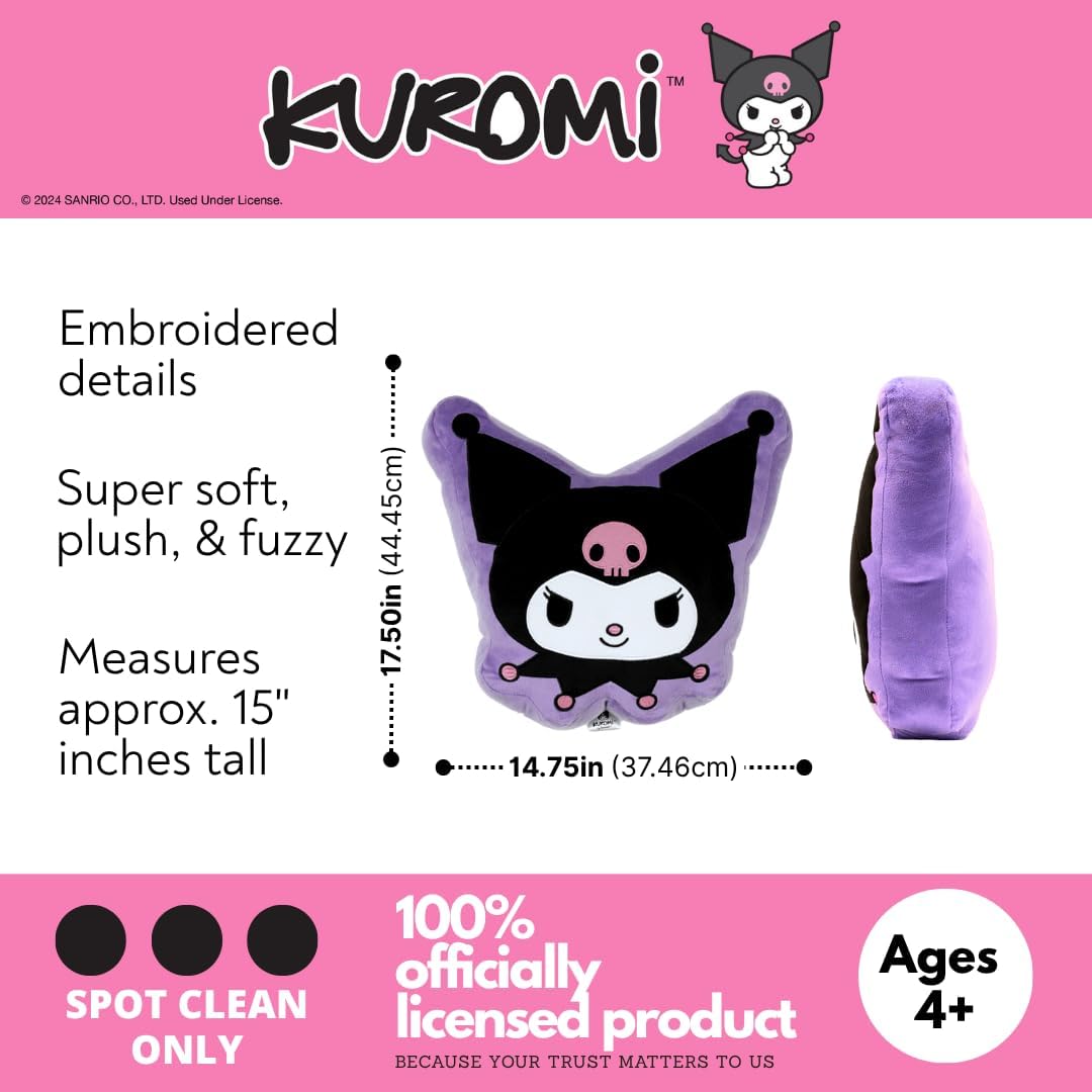 Franco Hello Kitty & Friends Bedding Super Soft Plush Decorative Pillow, Kuromi