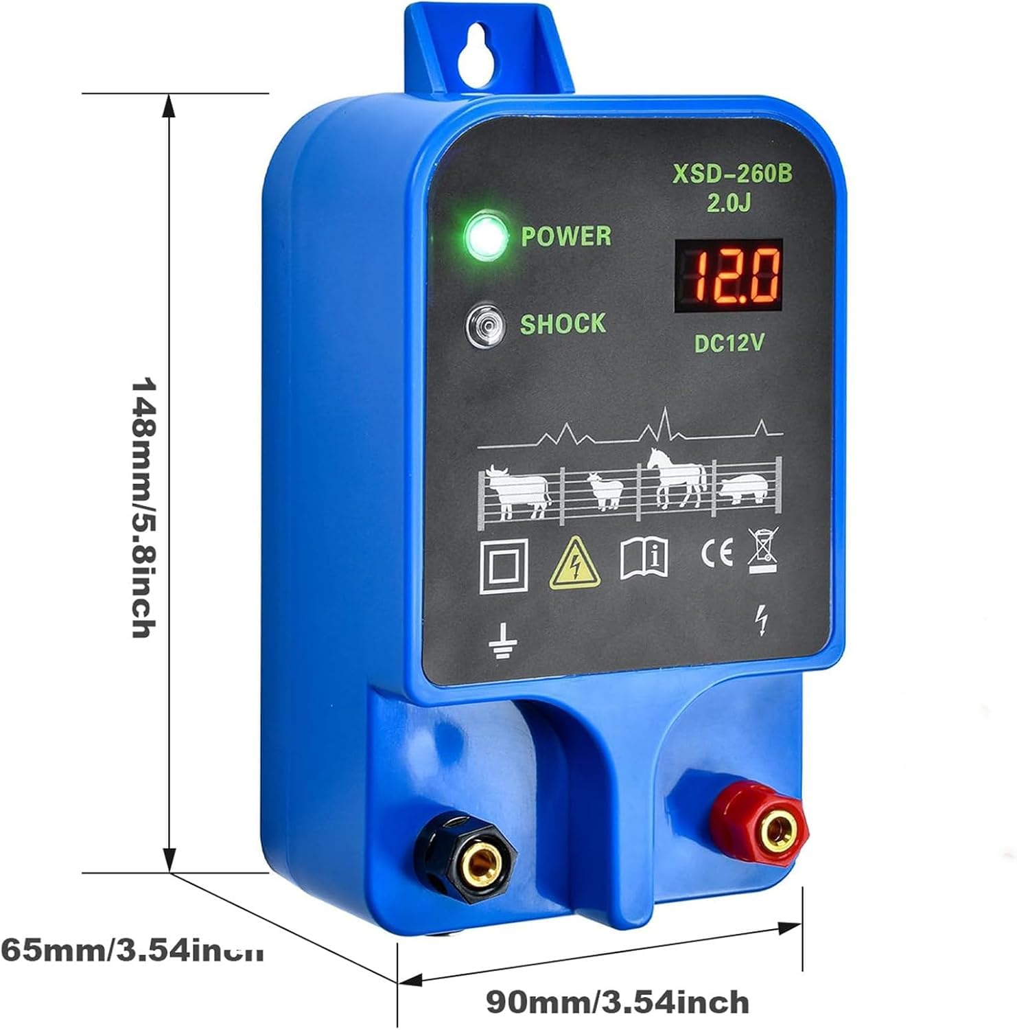 Elektrozaungerät Weidezaungerät 230v 10KM Elektrischer Weidezaun Elektrozaun Stark 2Joules 10,5k V Stromzaun Elektrisch Stromgerät Chargeur Elektrozaungerätgartenzaun für Pferde Rinder Schwein Schaf