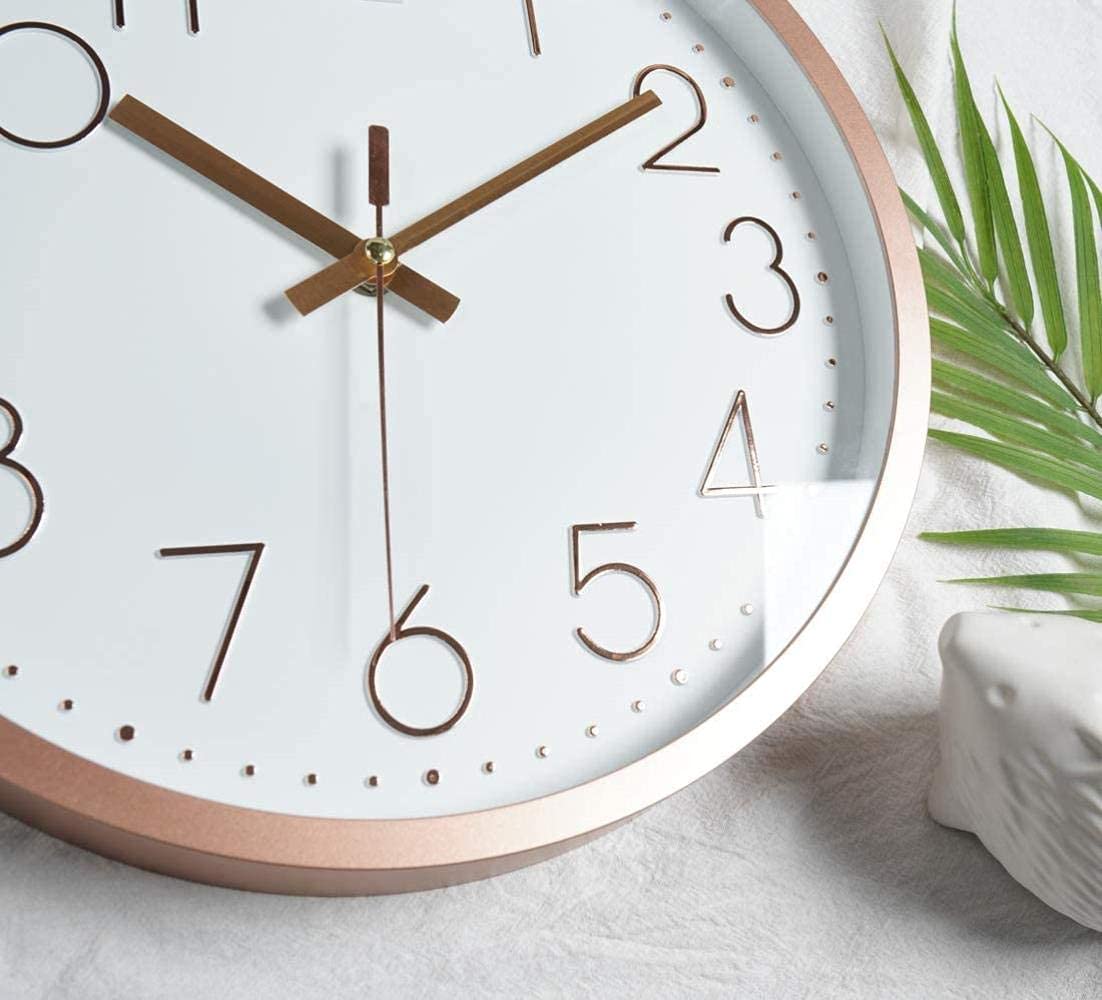 Runde Wanduhr Geräuschlos Nicht-Tickende Uhr Holz Natürliche Heimdekoration für