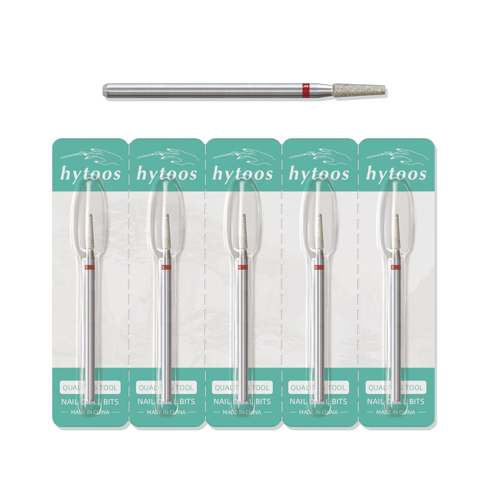 HYTOOS 2mm Tapered Barrel Cuticle Clean Nail Drill Bits, 5Pcs/Set Russian Diamond Nail Bit Professional Safety Under Nail Cleaner Burr for Cuticle