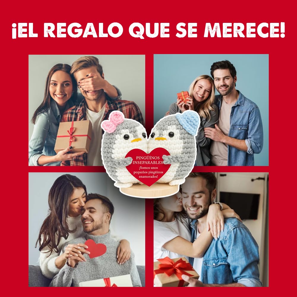 Bramart Pingüinos Enamorados Inseparables, Idea de Regalo Romántico para Pareja San Valentín para él y Ella Cumpleaños Boda Aniversario de Bodas Hombre Mujer Novios Sorpresa de Amor (1, Talla Única)