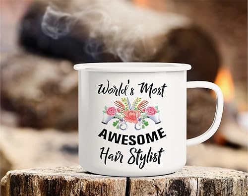 Miniatura 4 de Retreez World's Most Awesome Hairstylist Hairdresser - Taza de café esmaltada de acero inoxidable de 16 onzas, divertido sarcasmo, regalo de