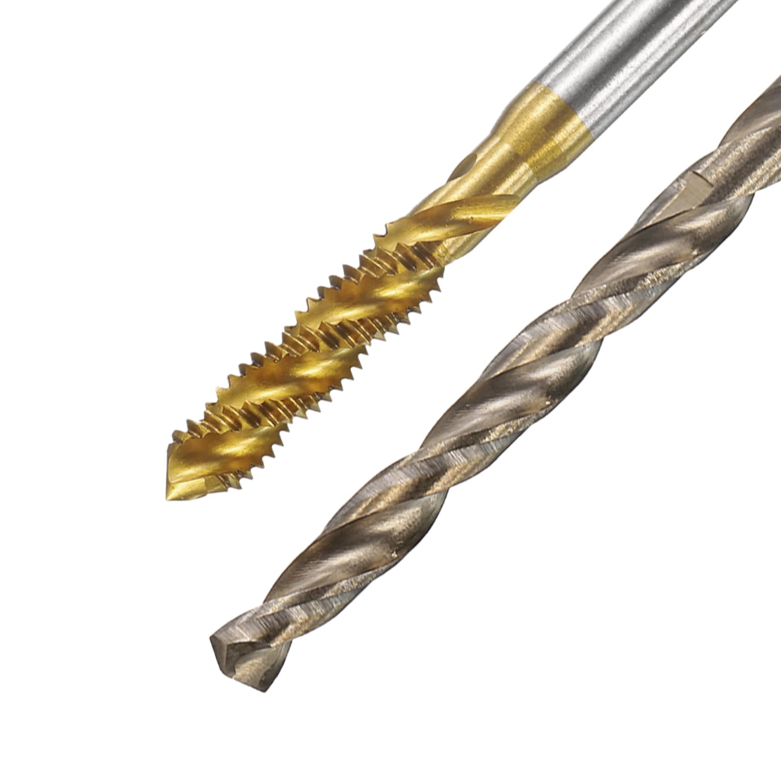 Set di Maschi e Punte da Trapano, 3 Maschi per Filettatura a Spirale metrica M4 x 0,7 e 3 Punte elicoidali da Trapano da 3,3 mm, rivestite in Titanio/Giallo tostato HSS-6542/M35 HSS-CO.