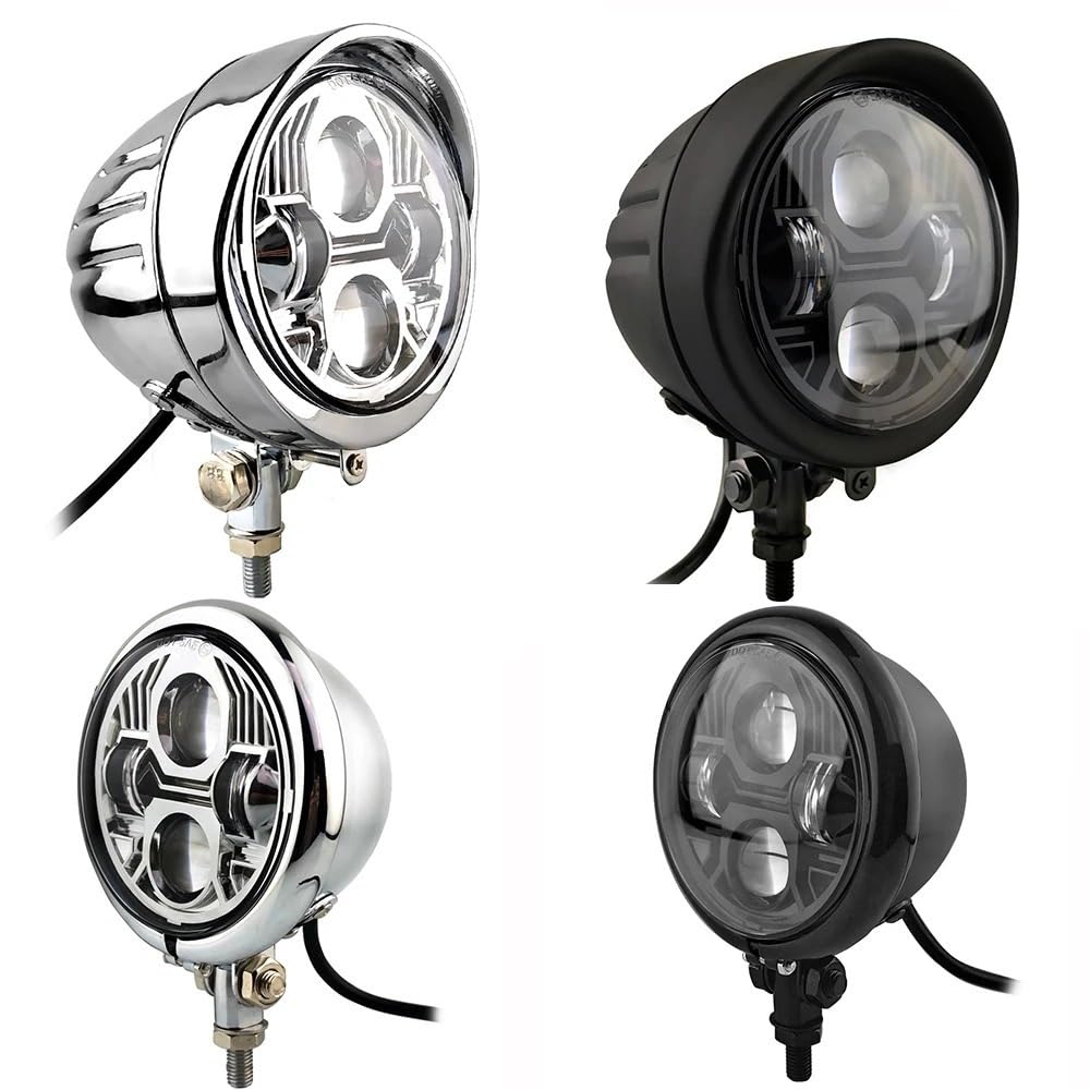 Phares de moto à LED Phare de moto Convient pour Harley Softail Chopper BobberLED moto personnalisé Vintage 4.5 "phare LED Spot lampe éclairage(6pcs black)