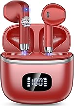 POMUIC Ecouteurs Bluetooth sans Fil,2023 5.3 ENC Réduction Casque，Rouge
