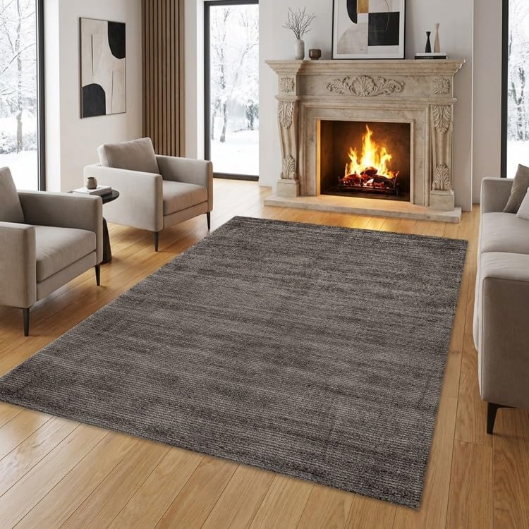 Tappeto di design Talpa 160x230 cm moderno in viscosa con effetto spazzolato tono su tono per soggiorno, camera da letto e sala da pranzo