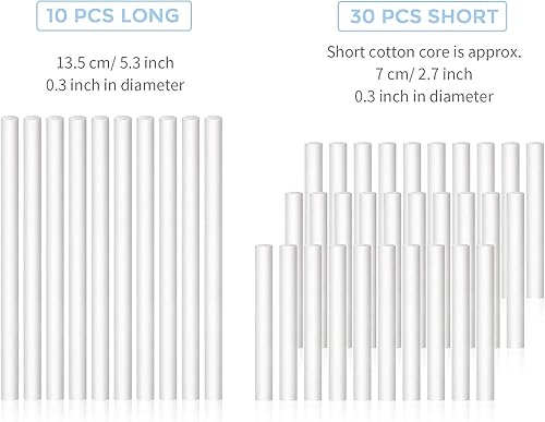 Miniatura 5 de Boao 40 barras de humidificador de algodón para recambio de mechas de repuesto para difusor personal portátil, humidificadores de niebla alimentados