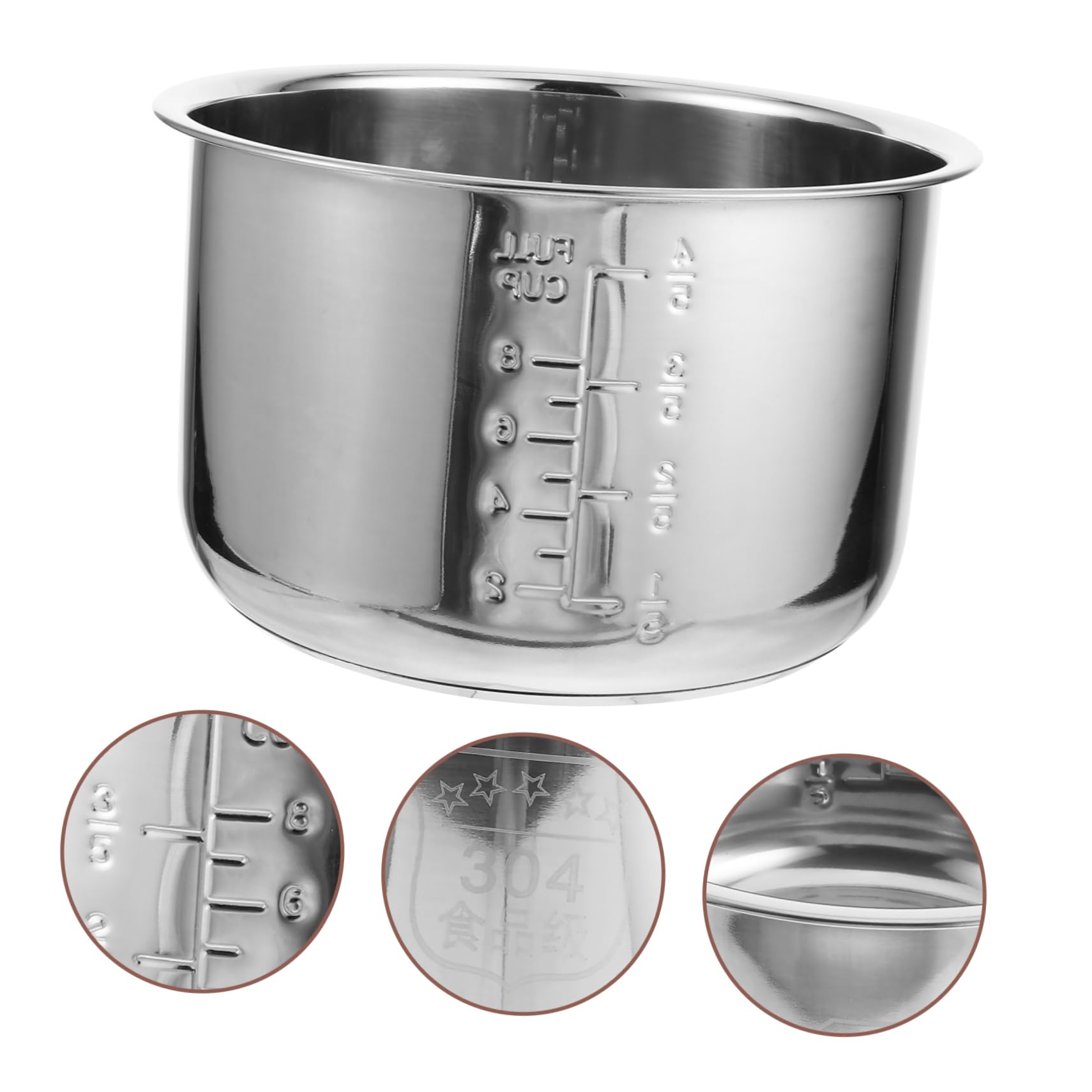 Olla Interior de Acero Inoxidable de 4l para Cocina Eléctrica Buena Transferencia de Calor y Diseño Práctico Adecuado para Uso Diario Cocina