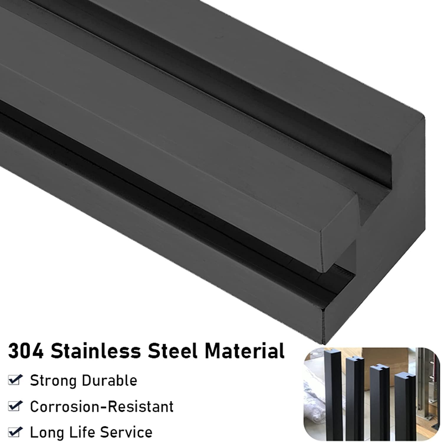 Porch Glass Fence Clamp Pole Patio Balcony Deck Glass Railing Post Square Stainless Steel, Black Balustrade Post for Platform Partitions, Interior Exterior Fence ( Color : Corner Post , Size : 75cm/29
