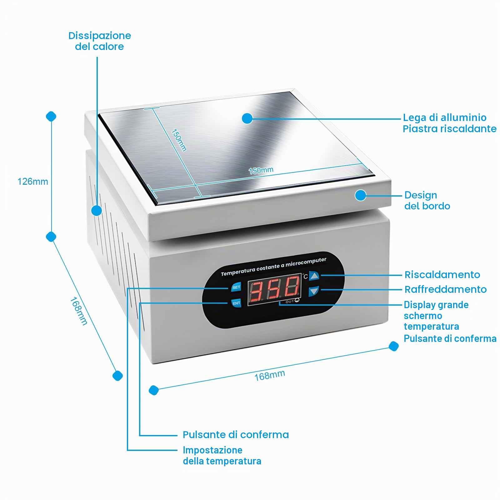 Stazione di riscaldamento PCB, 550 W, piastra a LED, | microcomputer, Rework Heater Lab, stazione preriscaldamento per SMD