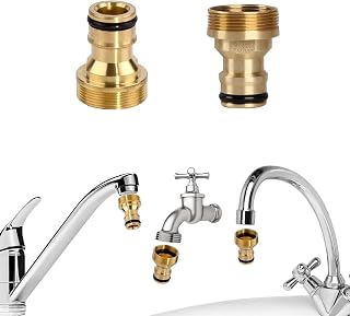 2 Piezas Conector de Grifo de Latón Conectores de Manguera Adaptador Hilo Interior y Exterior Universal Adaptador de Grifo Manguera para Jardín Hogar Cocina Lavadora