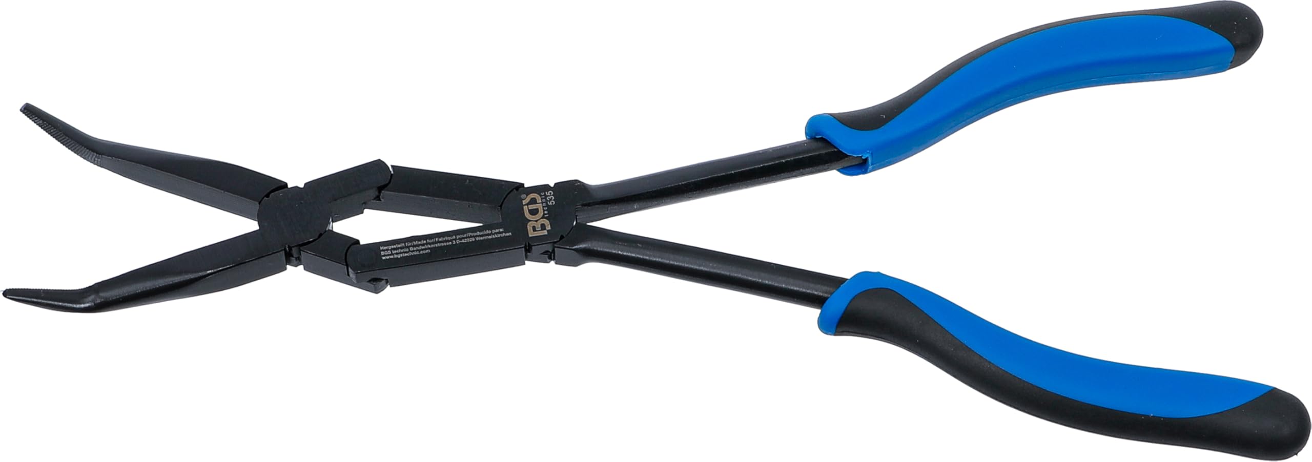 BGS Pince à double articulation pointe coudée 350 mm - 535