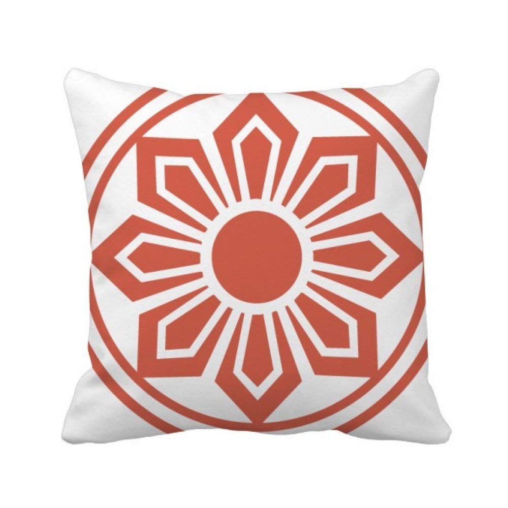 Housse de coussin à motif traditionnel rouge et taie carrée de décoration asiatique