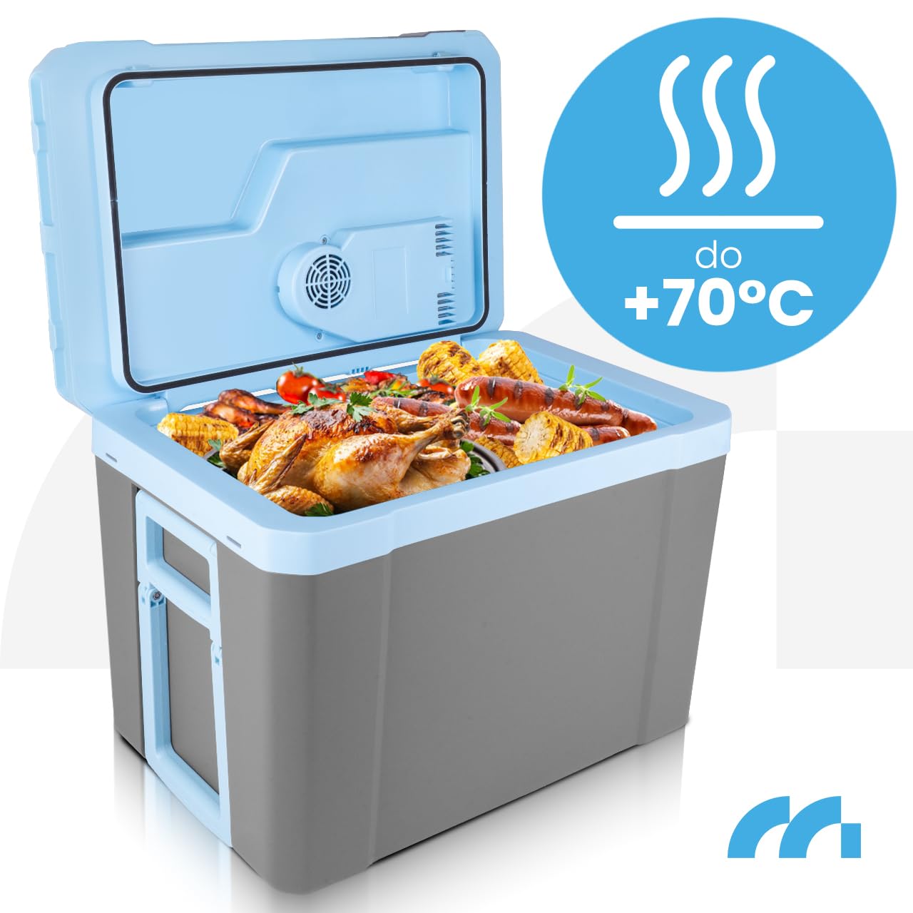 MalTec Lodówka podróżna do samochodu, 35 l, elektryczna lodówka 12/230 V, koła, na kemping, tryb ekologiczny, szary
