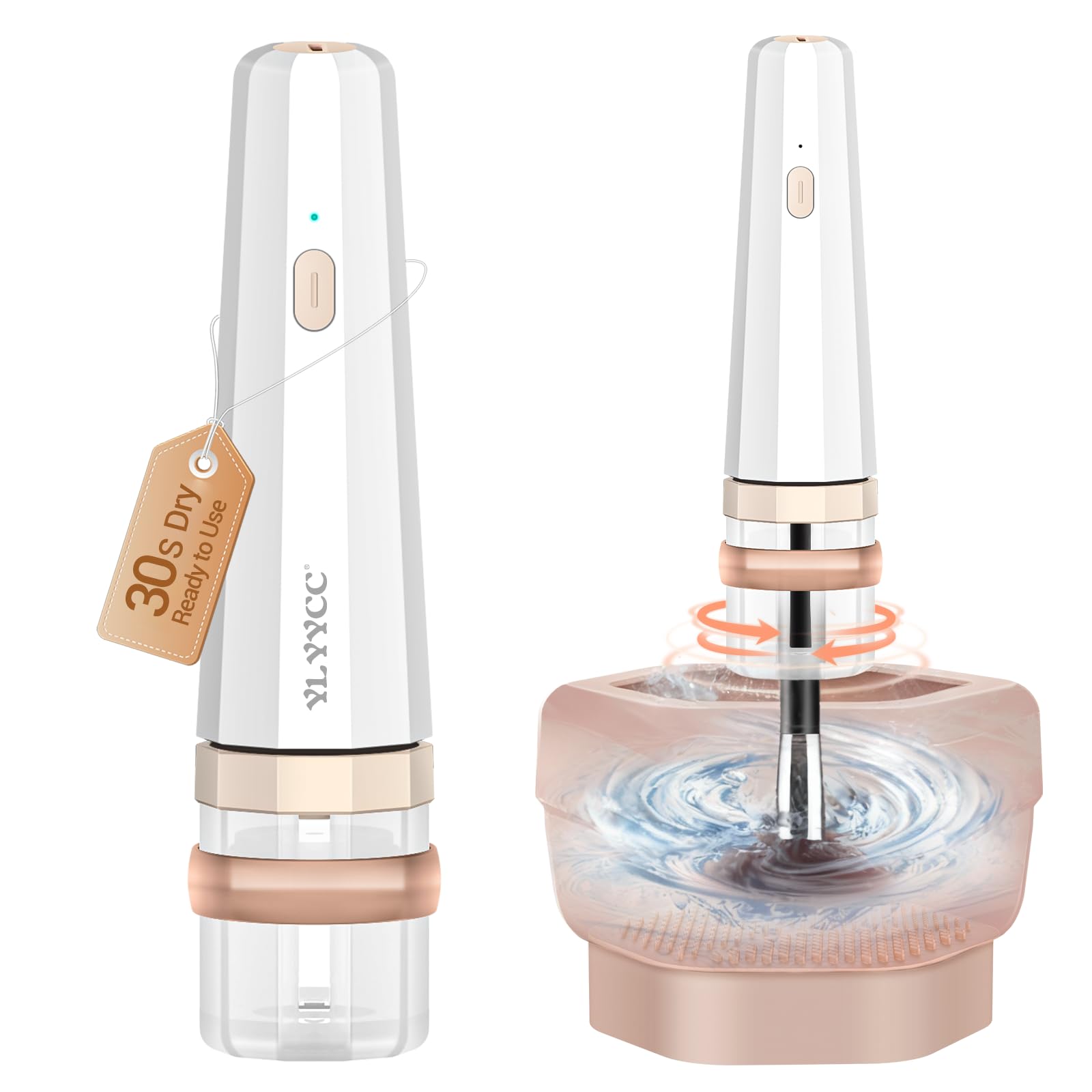 Portable Electric Makeup Brush Cleaner Machine with Foldable Silicone Cleaning Bowl - Quick 30-Second Deep Clean, Instant Drying, Compatible with